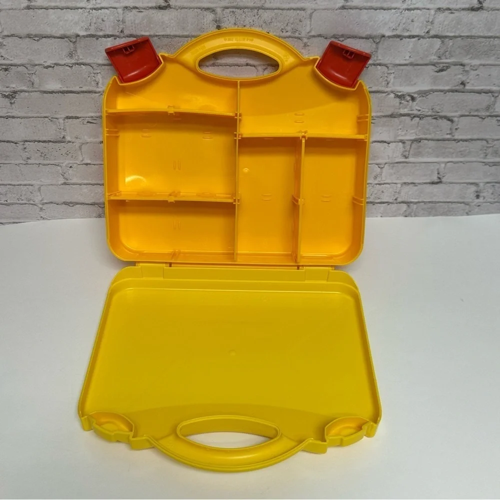 LEGO Storage Case Yellow Hard Plastic Latching Empty Storage Box Divider